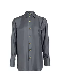 Лирическая непринужденная шелковая рубашка Zimmermann, цвет paradise navy