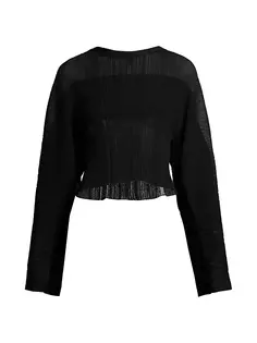 Укороченный свитер плиссированной вязки Stella Mccartney, черный