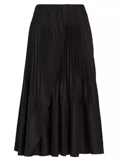Плиссированная длинная юбка с защипами Vince, черный