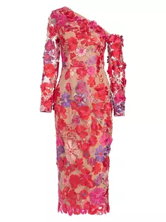 Платье миди Merriment Electric с цветочной аппликацией Elliatt, красный