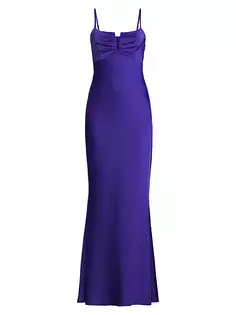Атласное платье-русалка с лифом и рюшами Liv Foster, цвет royal sapphire
