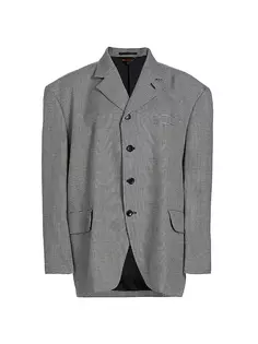 Шерстяной пиджак оверсайз с узором «гусиные лапки» Comme Des Garçons, черный