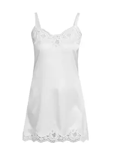 Ночная рубашка из шелкового атласа с кружевной отделкой Dolce&amp;Gabbana, белый