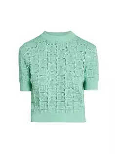 Укороченный топ вязки пуантель с монограммой Balmain, цвет mint green