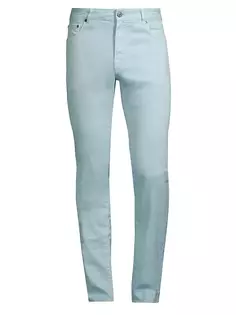 Прямые джинсы узкого кроя из хлопка и льна Pt Torino, синий