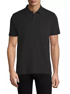Текстурированная хлопковая рубашка-поло Sunspel, черный