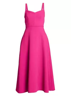 Платье миди Elvita с V-образным вырезом Emilia Wickstead, цвет hot pink neo