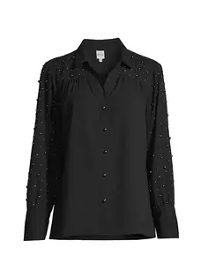 Рубашка на пуговицах Constellation, украшенная искусственным жемчугом Nic+Zoe, черный