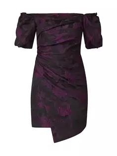Мини-платье Penna с открытыми плечами и цветочным принтом Shoshanna, фиолетовый
