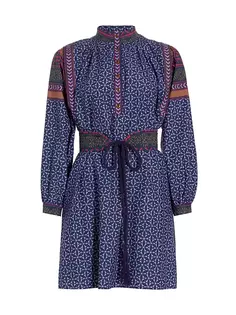 Мини-платье Yasmeen с геометрическим узором и поясом Xirena, цвет sahara night