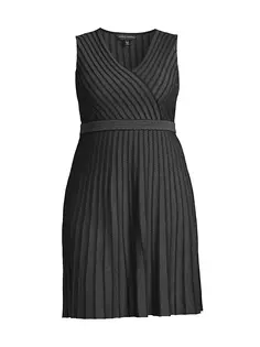 Плиссированное трикотажное платье без рукавов Ming Wang, Plus Size, черный