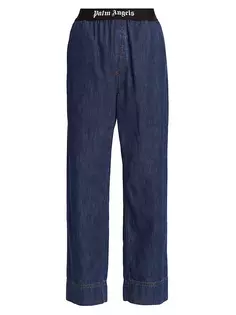 Широкие джинсовые брюки с логотипом Palm Angels, синий