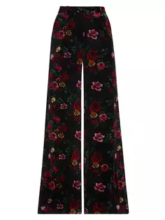 Бархатные широкие брюки с цветочным принтом Pilar L&apos;Agence, мультиколор L'agence