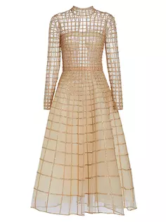 Коктейльное платье с кристаллической сеткой Oscar De La Renta, цвет crystal