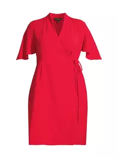 Платье с запахом и рукавами-бабочками Ming Wang, Plus Size, красный