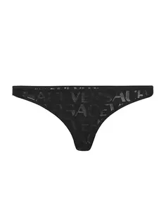 Сетчатые стринги с повторяющимся логотипом Versace, черный