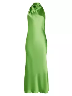 Атласное платье макси Penella с бретелькой на бретельках Sau Lee, цвет apple green