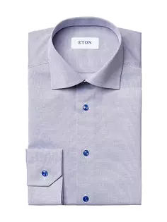 Однотонная классическая рубашка узкого кроя с текстурой Eton, синий