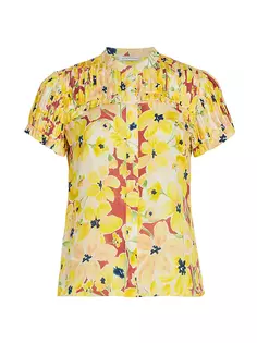 Шелковая блузка Mabel с цветочным принтом Elie Tahari, цвет watercolor blooms