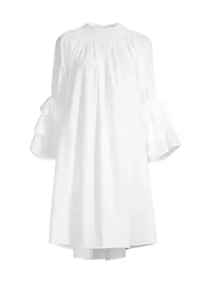 Хлопковое платье Daphne с рукавами-колокольчиками Harshman, белый