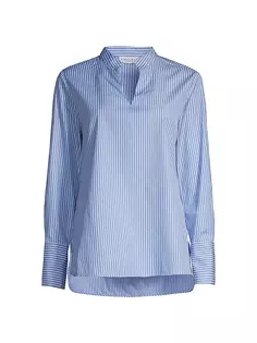 Хлопковая блузка в полоску Ellis Harshman, цвет indigo pinstripes