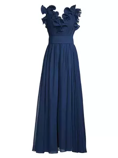Платье без рукавов с рюшами Basix, темно-синий