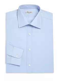 Хлопковая классическая рубашка обычного кроя с длинными рукавами Charvet, синий
