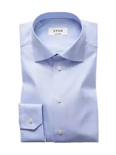 Классическая рубашка современного кроя в диагональную полоску Eton, синий