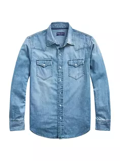 Джинсовая рубашка в стиле вестерн Ralph Lauren Purple Label, синий