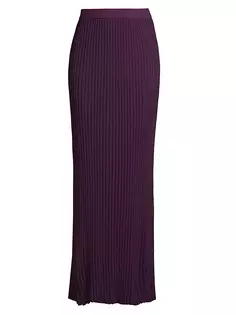 Длинная юбка трапециевидной вязки в рубчик Misook, фиолетовый