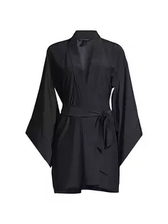 Шелковый халат в стиле кимоно Kiki De Montparnasse, черный Kiki De Montparnasse