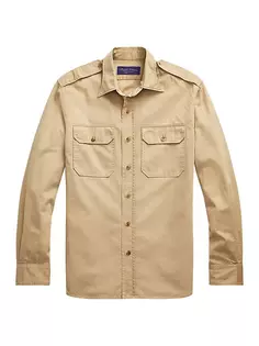 Классическая рубашка Raleigh в стиле милитари Ralph Lauren Purple Label, цвет classic tan