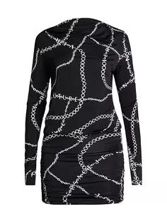 Мини-платье с открытой спиной и логотипом-цепочкой Versace Jeans Couture, черный