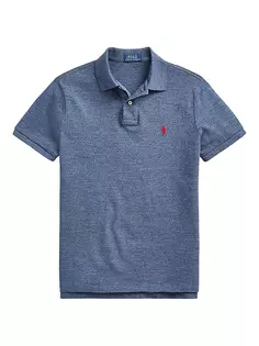 Облегающая футболка-поло из хлопковой сетки на заказ Polo Ralph Lauren, цвет classic royal