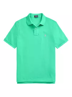 Облегающая футболка-поло из хлопковой сетки на заказ Polo Ralph Lauren, зеленый