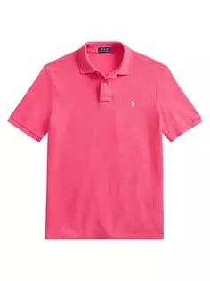 Облегающая футболка-поло из хлопковой сетки на заказ Polo Ralph Lauren, ярко-розовый