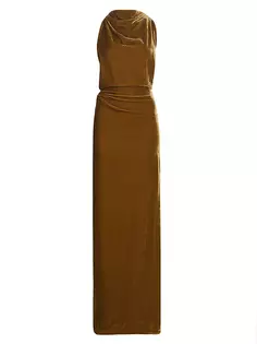 Бархатное платье с закрученной спинкой Proenza Schouler, цвет ochre