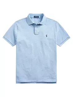 Облегающая футболка-поло из хлопковой сетки на заказ Polo Ralph Lauren, цвет jamaica heather
