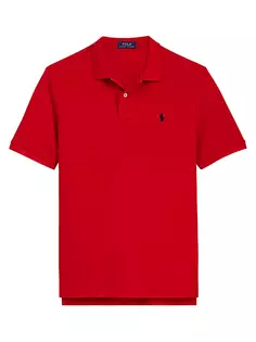 Облегающая футболка-поло из хлопковой сетки на заказ Polo Ralph Lauren, красный