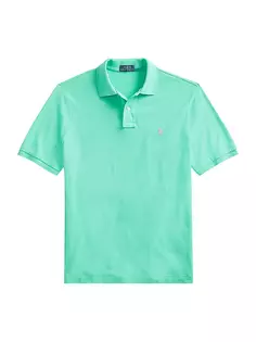 Облегающая футболка-поло из хлопковой сетки на заказ Polo Ralph Lauren, цвет sunset green