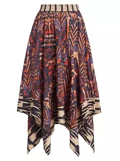 Асимметричная юбка-миди Junin Elda с принтом Maria Cher, цвет brick melange