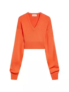 Укороченный свитер с v-образным вырезом Sportmax, цвет orange
