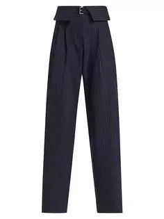 Саржевые брюки Emma в тонкую полоску с поясом A.L.C., темно-синий