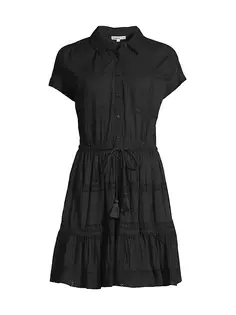 Хлопковое платье-рубашка Sarah с завязками на талии и короткими рукавами Change Of Scenery, черный