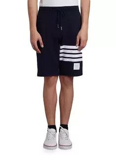 Классические хлопковые спортивные шорты на шнурке Thom Browne, темно-синий