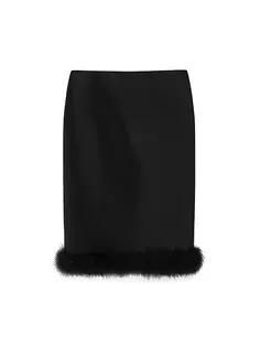 Атласная юбка-карандаш с перьями Sportmax, черный