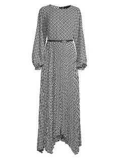 Платье со складками в стиле деко и поясом Donna Karan New York, цвет chevron