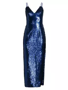 Платье-колонна с пайетками и V-образным вырезом Liv Foster, цвет royal sapphire