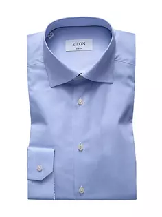 Классическая рубашка из твила очень узкого кроя Eton, синий