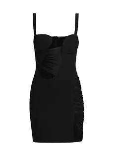 Асимметричное мини-платье со сборками и вставками Nensi Dojaka, черный